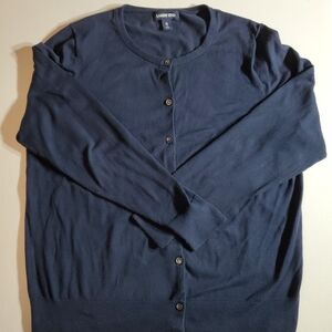 Lands' End Sz 18 Women's Cotton Blend Navy Blue Cardigan